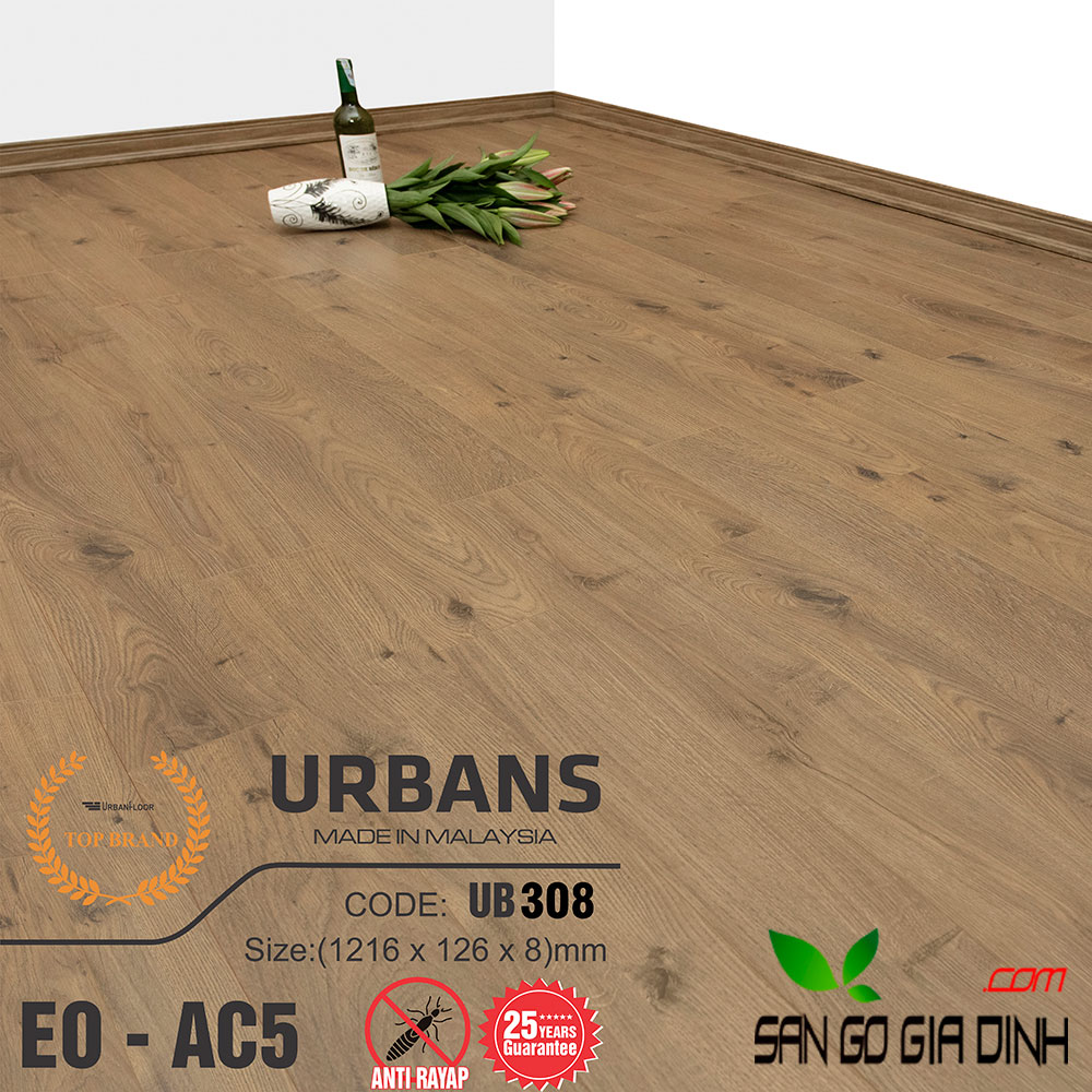 Sàn gỗ UrbansFloor 8mm UB308