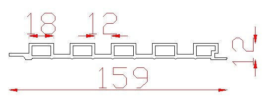 Mặt cắt gỗ composite phủ film PVC Ecovina EW159T12F