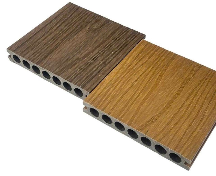 Sàn ngoài trời PE 2 lớp lỗ tròn vân 3D (dòng cao cấp) EW140T25H Ecovina