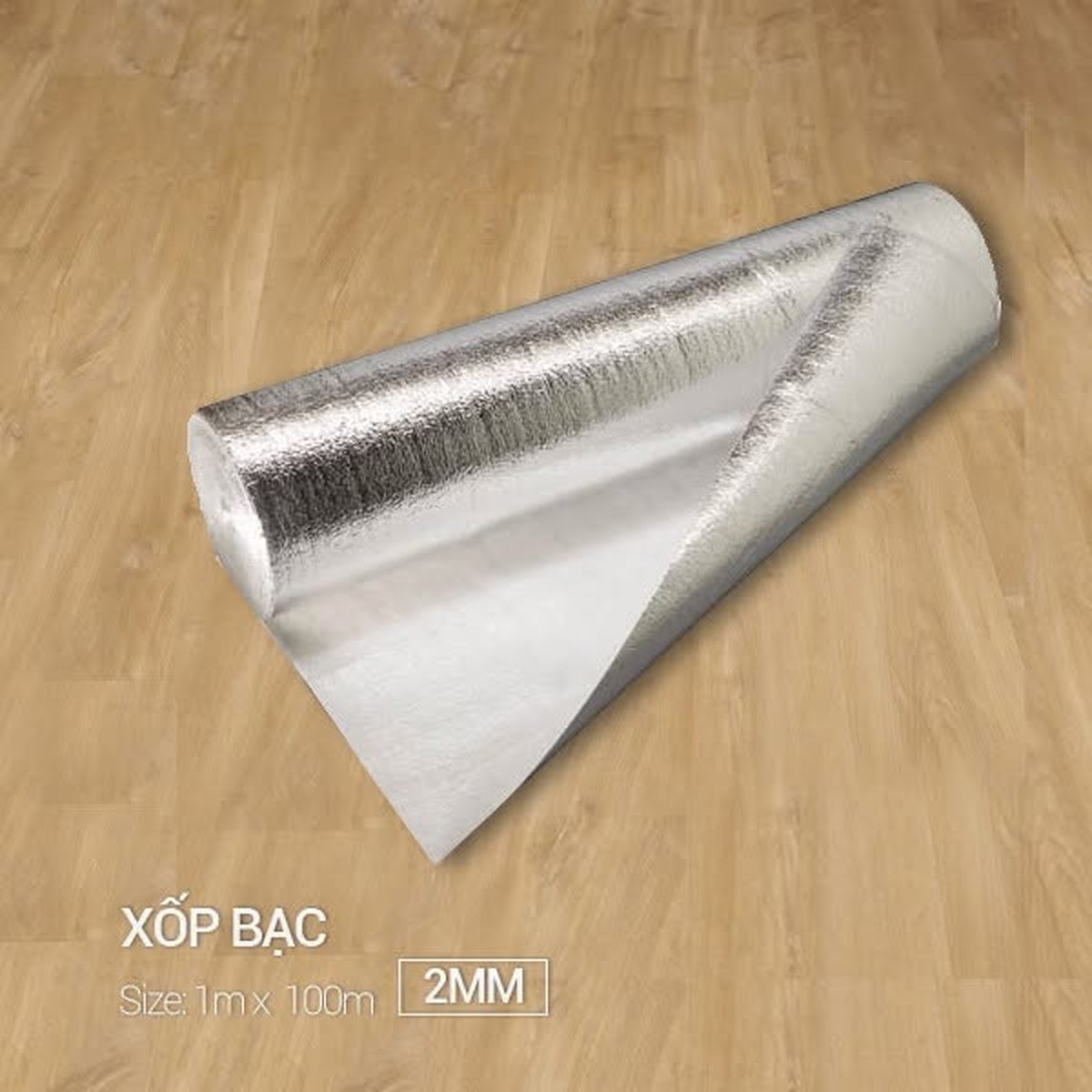 Cuộn lót sàn xốp bạc 2mm khổ 1m dài 100m – ảnh thật