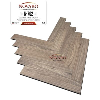 Sàn gỗ Novaro Black Fishbone N-702 xương cá 12mm – ảnh thật