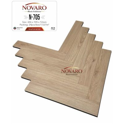 Sàn gỗ Novaro Black Fishbone N-705 xương cá 12mm – ảnh thật
