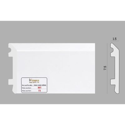 Phào chân tường phẳng PS cao 7,5cm mã M1 – ảnh thật