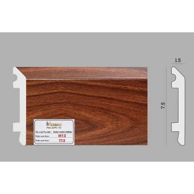 Phào chân tường phẳng PS cao 7,5cm mã M12 – ảnh thật