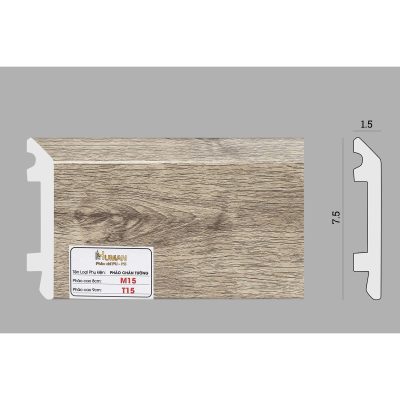 Phào chân tường phẳng PS cao 7,5cm mã M15 – ảnh thật