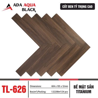 Sàn gỗ ADA Aqua Black TL-626 xương cá cốt đen 12mm – ảnh thật
