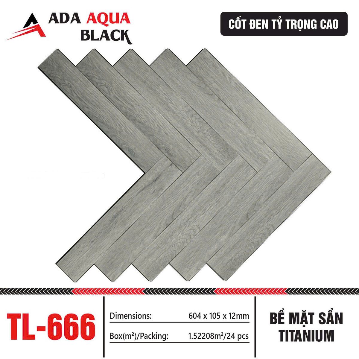 Sàn gỗ ADA Aqua Black TL-666 xương cá cốt đen 12mm
