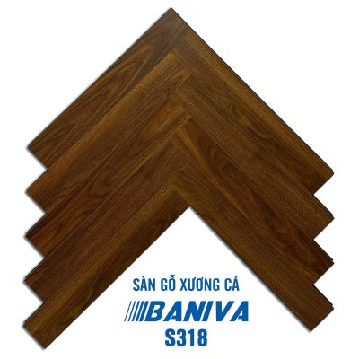 Sàn gỗ Baniva S318 xương cá cốt xanh 12mm – ảnh thật