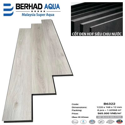 Sàn Gỗ Berhad Aqua Thẳng B6322 – ảnh thật