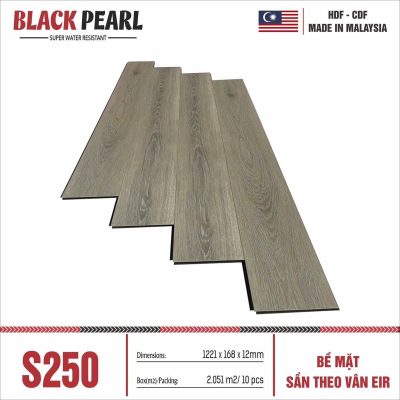 Sàn gỗ Black Pearl S250 cốt đen 12mm – ảnh thật