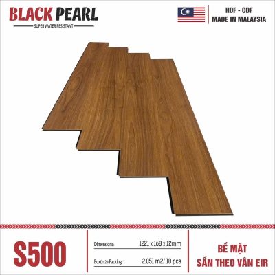 Sàn gỗ Black Pearl S500 cốt đen 12mm – ảnh thật