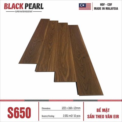 Sàn gỗ Black Pearl S650 cốt đen 12mm – ảnh thật