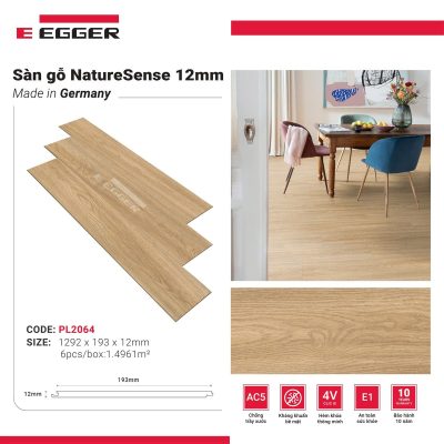 Sàn Gỗ Egger 12mm PL2064 Natural Soria Oak – ảnh thật