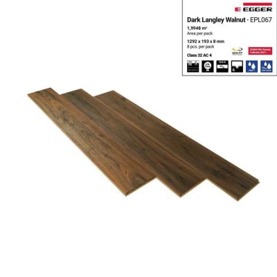 Sàn Gỗ Egger Aqua 8mm EPL067 Dark Langley Walnut – ảnh thật
