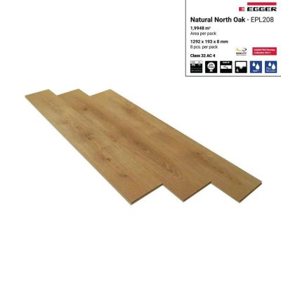 Sàn Gỗ Egger Aqua 8mm EPL208 Natural North Oak – ảnh thật