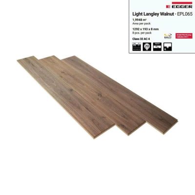 Sàn Gỗ Egger Pro 8mm EPL065 Light Langley Walnut – ảnh thật