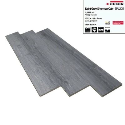 Sàn Gỗ Egger Pro 8mm EPL205 Light Grey Sherman Oak – ảnh thật