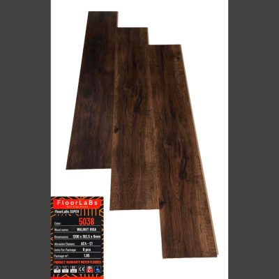 Sàn gỗ FloorLaBs Super 5038 Walnut Riga 8mm màu nâu óc chó đậm