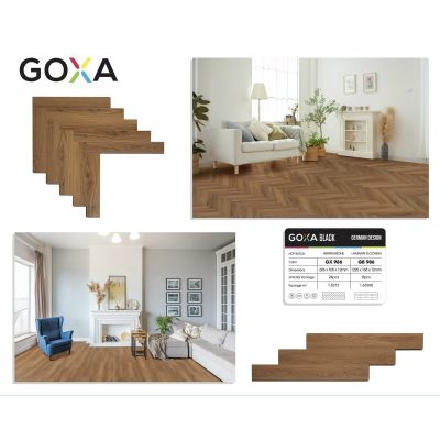Sàn Gỗ Goxa Black Xương cá cốt đen 12mm GX986 – ảnh thật