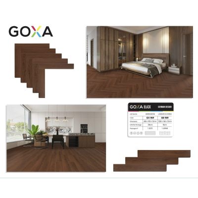 Sàn Gỗ Goxa Black Xương cá cốt đen 12mm GX989 – ảnh thật