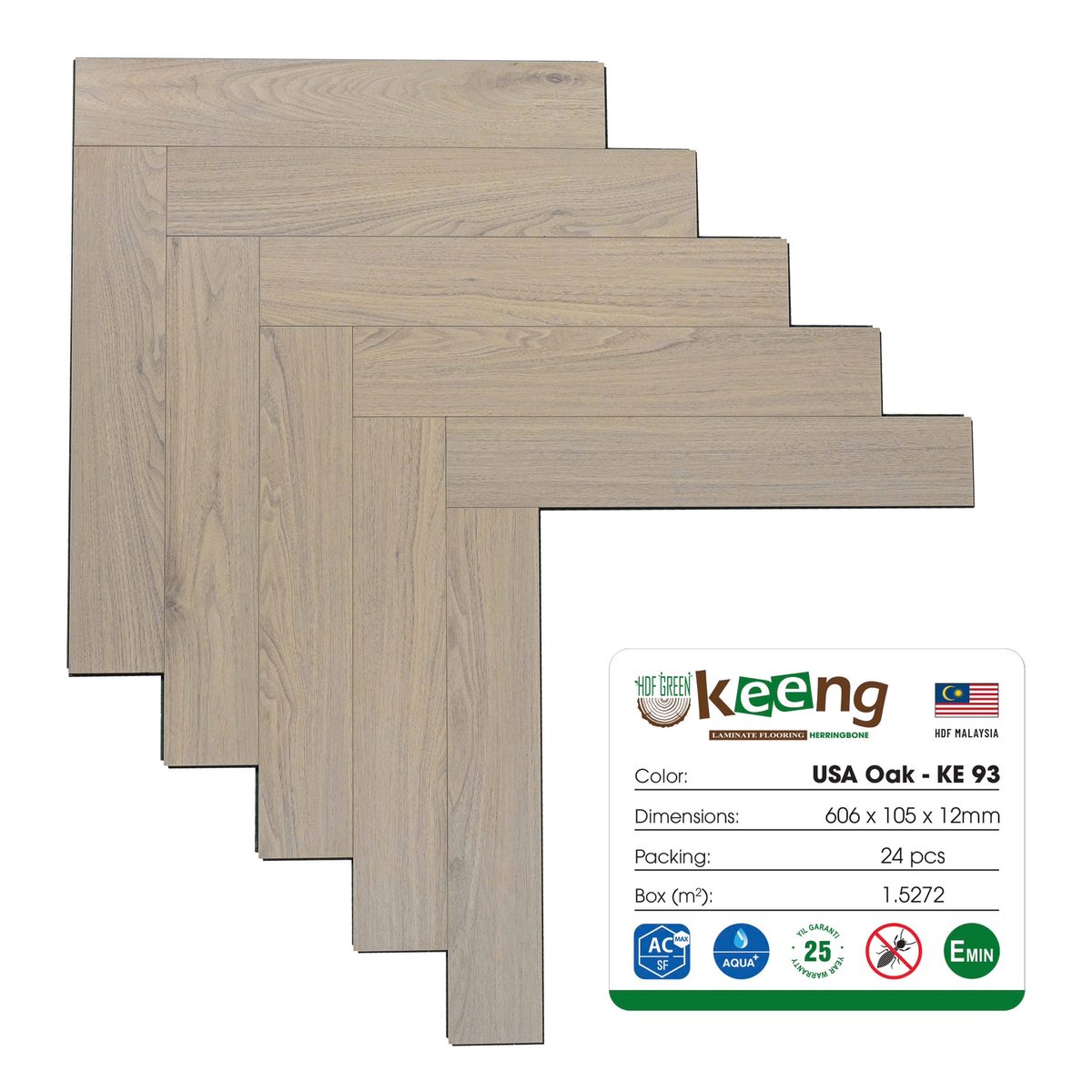 Sàn Gỗ Keeng Xương cá cốt xanh 12mm KEXC93