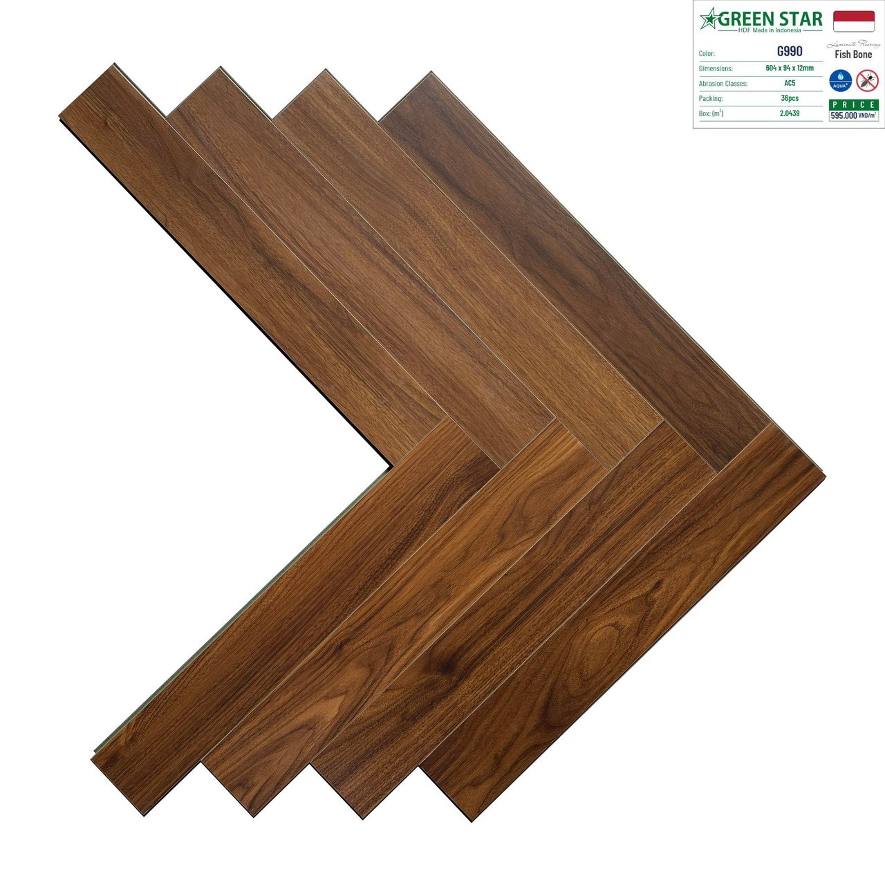 Sàn Gỗ Green Star Xương cá 12mm G990
