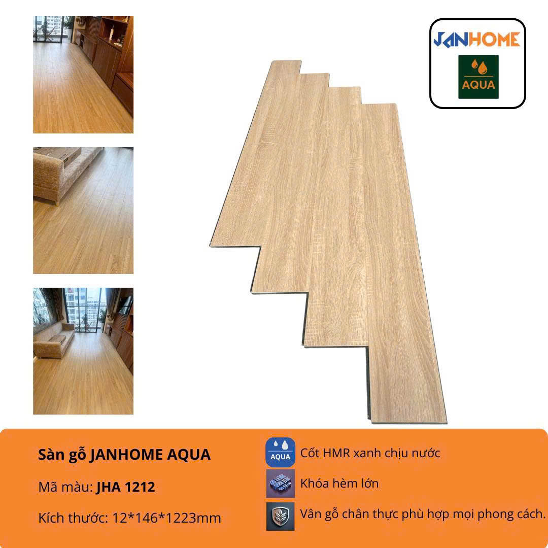 Sàn gỗ Janhome Aqua thẳng ảnh thật