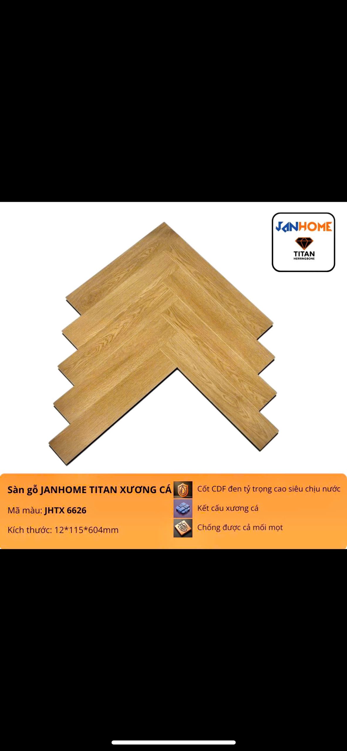 Sàn gỗ Janhome Titan xương cá ảnh thật