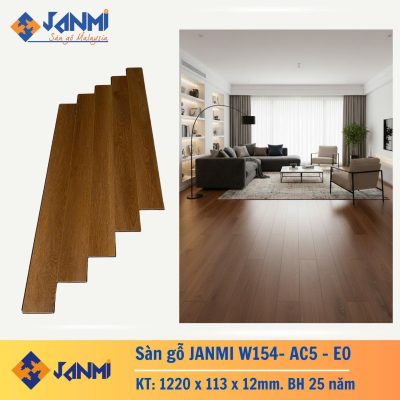 Sàn Gỗ Janmi 12mm bản nhỏ 113 W154 – ảnh thật