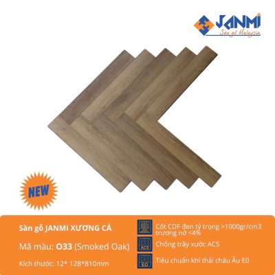 Sàn Gỗ Janmi Premium Super Aqua Xương Cá 033 Smoked Oak – ảnh thật