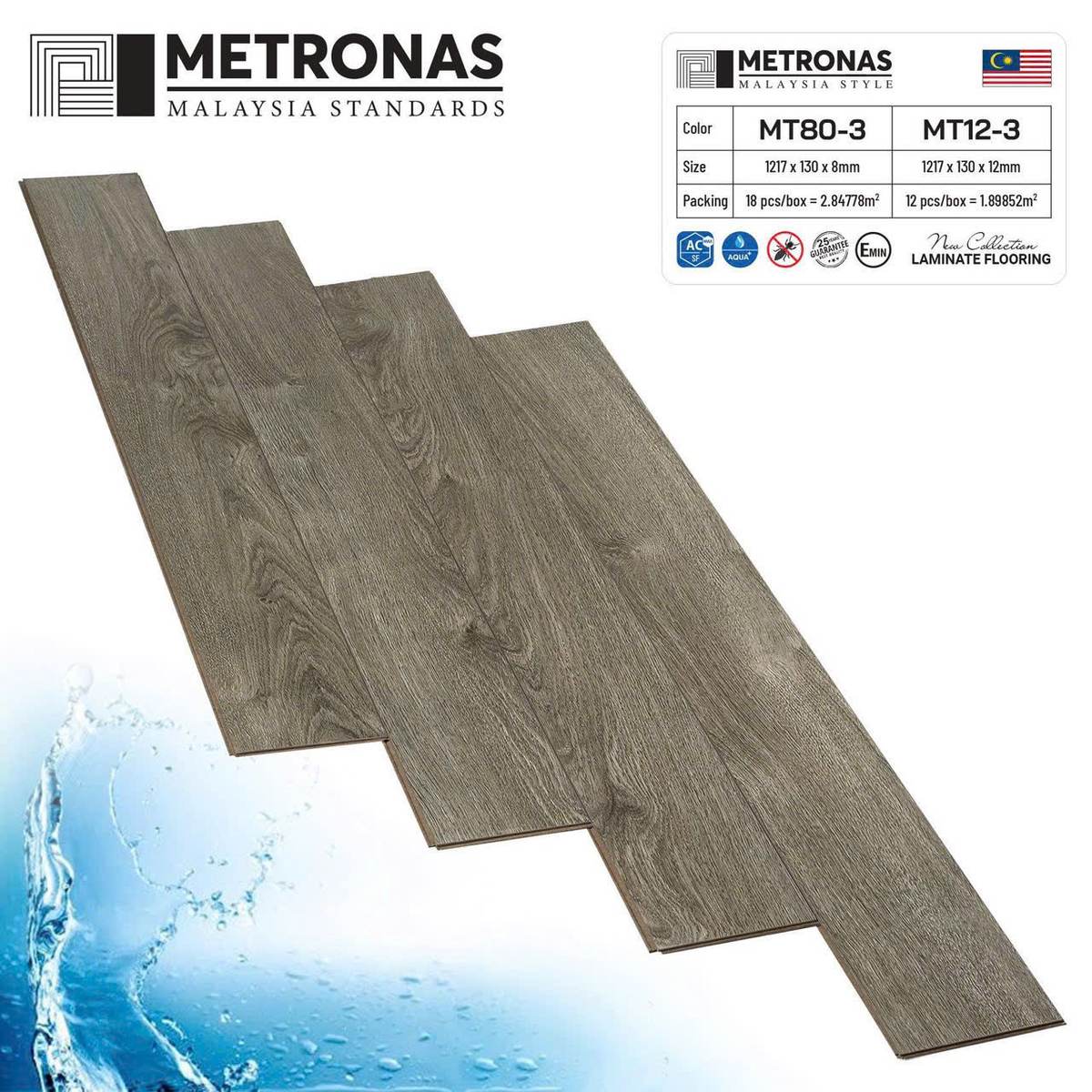 Sàn gỗ Metronas MT80-3 cốt nâu 8mm