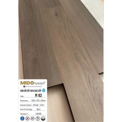 Sàn gỗ Midowood cốt đen M92 12mm – ảnh thật