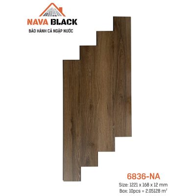 Sàn gỗ Nava Black 6836-NA 12mm sần theo vân – ảnh thật