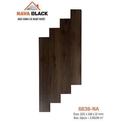 Sàn gỗ Nava Black 6838-NA 12mm sần theo vân – ảnh thật