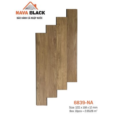 Sàn gỗ Nava Black 6839-NA 12mm sần theo vân – ảnh thật