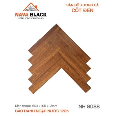 Sàn gỗ Nava Black NH 8088 xương cá cốt đen 12mm – ảnh thật