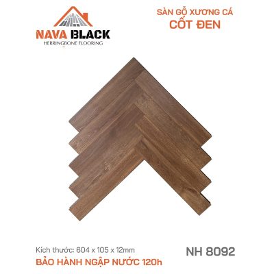 Sàn gỗ Nava Black NH 8092 xương cá cốt đen 12mm – ảnh thật