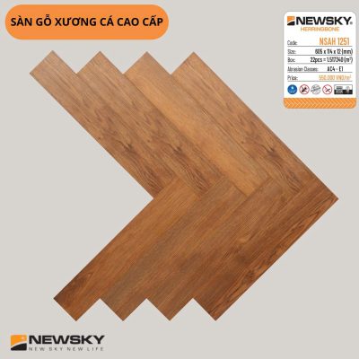 Sàn Gỗ Newsky Xương cá cốt xanh 12mm NSAH 1251 – ảnh thật