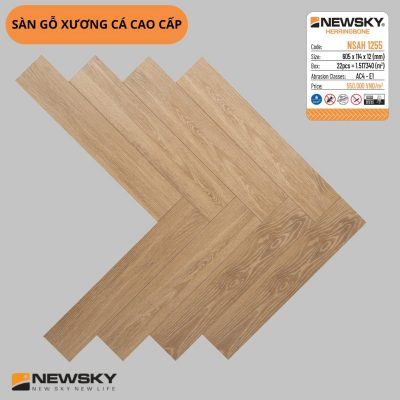 Sàn Gỗ Newsky Xương cá cốt xanh 12mm NSAH 1255 – ảnh thật