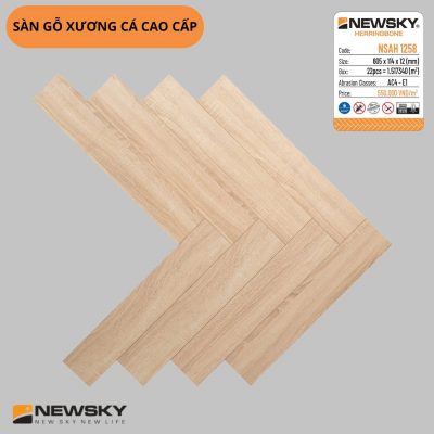 Sàn Gỗ Newsky Xương cá cốt xanh 12mm NSAH 1258 – ảnh thật