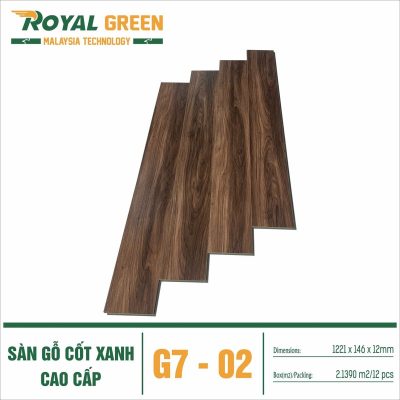 Sàn gỗ Royal Green G7-02 cốt xanh 12mm – ảnh thật