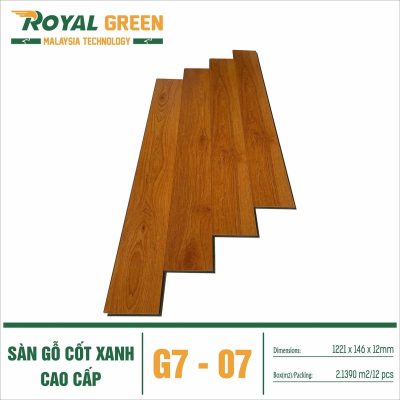 Sàn gỗ Royal Green G7-07 cốt xanh 12mm – ảnh thật