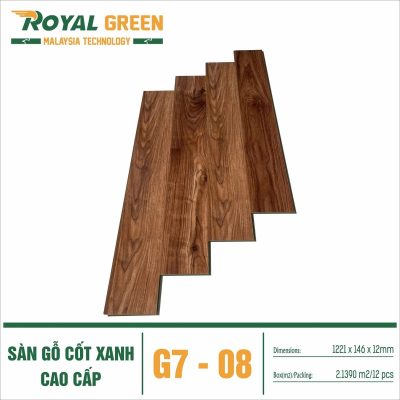 Sàn gỗ Royal Green G7-08 cốt xanh 12mm – ảnh thật