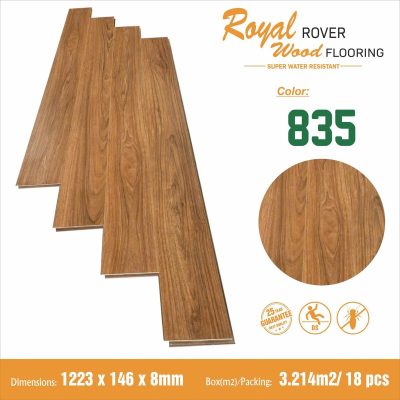 Sàn gỗ Royal Rover 835 cốt nâu 8mm – ảnh thật