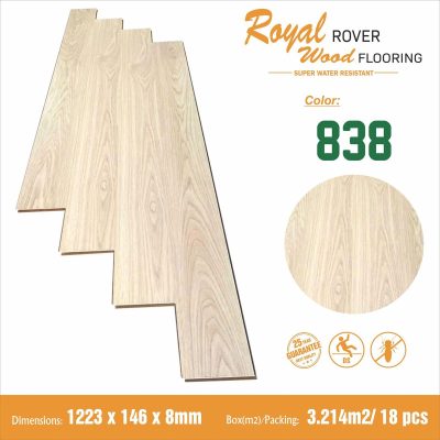 Sàn gỗ Royal Rover 838 cốt nâu 8mm – ảnh thật