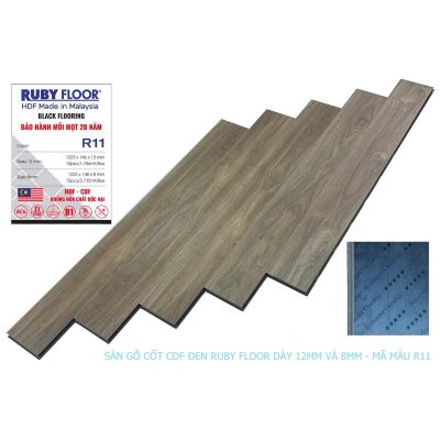 Sàn Gỗ Ruby Floor Cốt đen 12mm lát thẳng R11 – ảnh thật