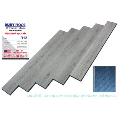 Sàn Gỗ Ruby Floor Cốt đen 12mm lát thẳng R12 – ảnh thật