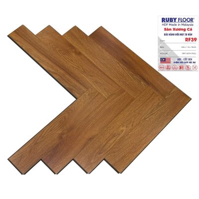 Sàn Gỗ Ruby Floor Xương cá cốt đen 12mm RF39 – ảnh thật