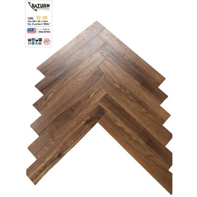 Sàn Gỗ Saturn Fishbone Xương cá cốt xanh 12mm SC-09 – ảnh thật
