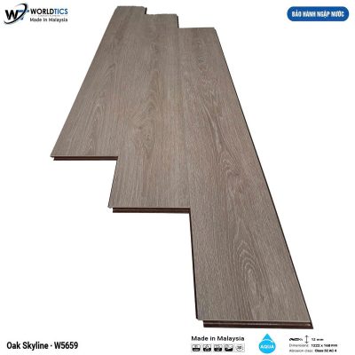 Sàn Gỗ Worldtics Aqua 12mm lát thẳng W5659 – ảnh thật